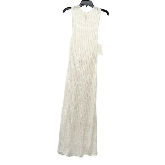 A New Day Women's Cream Pointelle Knit Sleeveless Maxi Sweater Dress Size XS - Picture 2 of 6